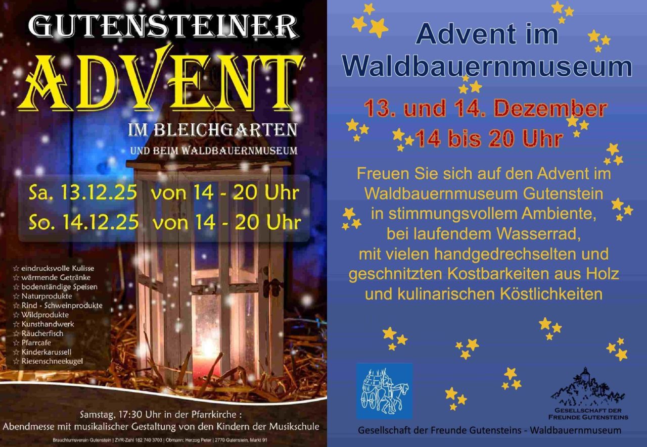 Plakate zum Gutensteiner Advent und dem Advent im Waldbauernmuseum